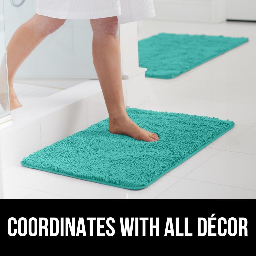 imageGORILLA GRIP Bath Rug Mat 30x20 Thick Soft Absorbent Chenille Quick Dry Microfiber Mats Rubber Backing Washable Shower Floor Rugs US Designed Bathroom Bathmat Home Decor Accessories GreyTurquoise