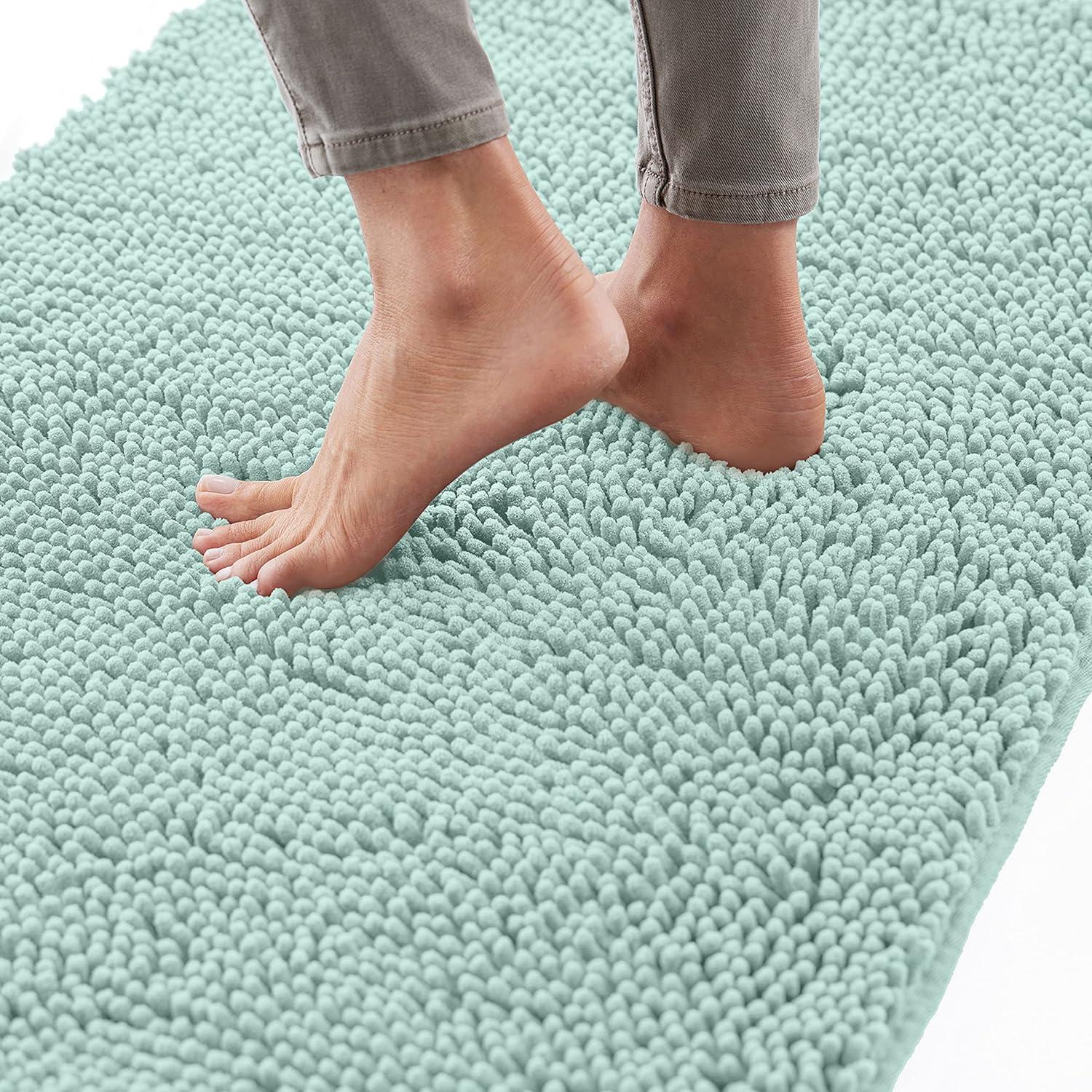 imageGORILLA GRIP Bath Rug Mat 30x20 Thick Soft Absorbent Chenille Quick Dry Microfiber Mats Rubber Backing Washable Shower Floor Rugs US Designed Bathroom Bathmat Home Decor Accessories GreySeablue