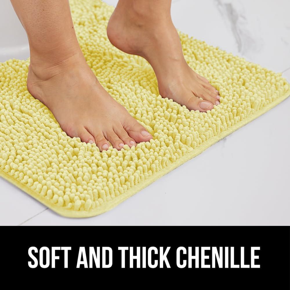 imageGORILLA GRIP Bath Rug Mat 30x20 Thick Soft Absorbent Chenille Quick Dry Microfiber Mats Rubber Backing Washable Shower Floor Rugs US Designed Bathroom Bathmat Home Decor Accessories GreyYellow
