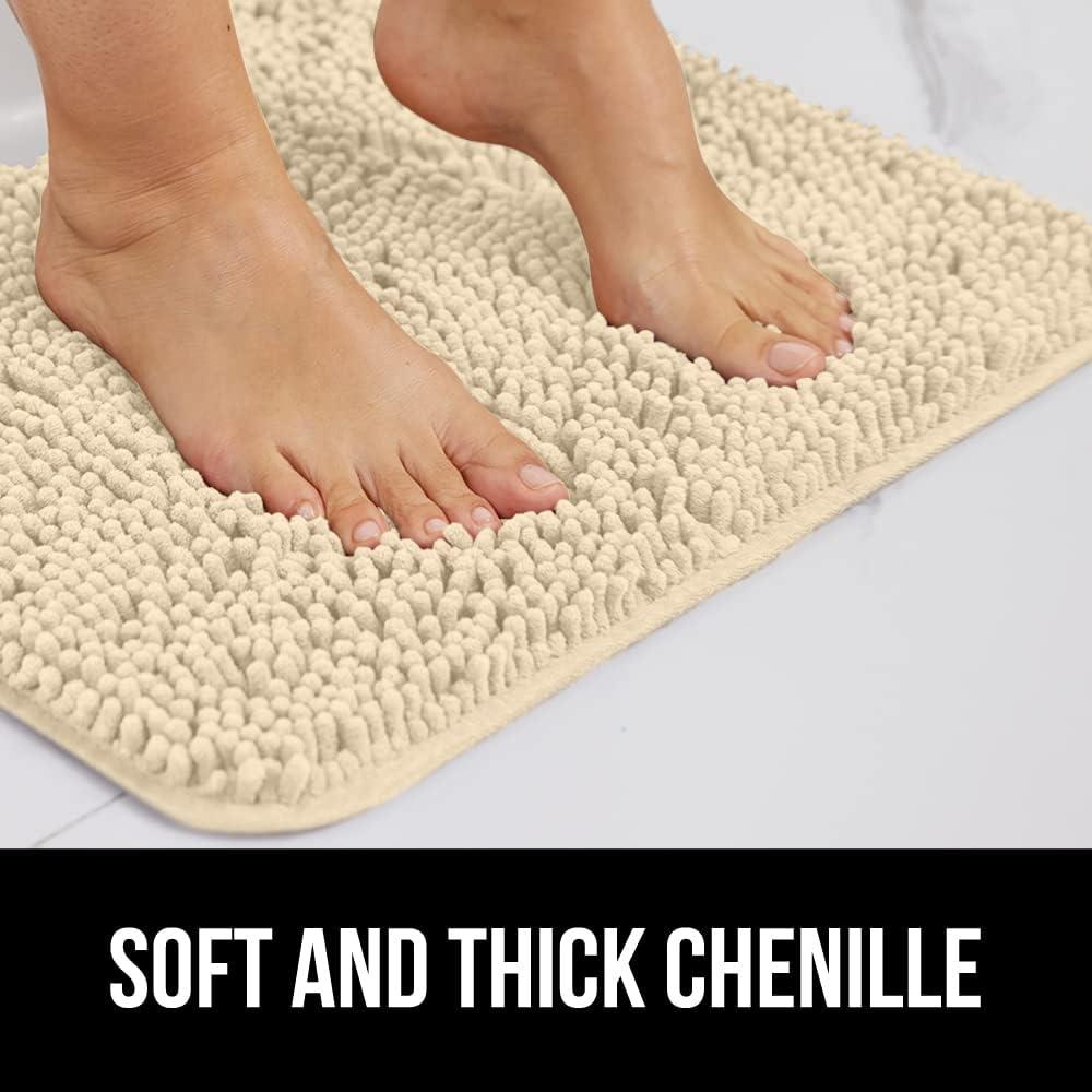 imageGORILLA GRIP Bath Rug Mat 30x20 Thick Soft Absorbent Chenille Quick Dry Microfiber Mats Rubber Backing Washable Shower Floor Rugs US Designed Bathroom Bathmat Home Decor Accessories GreySand
