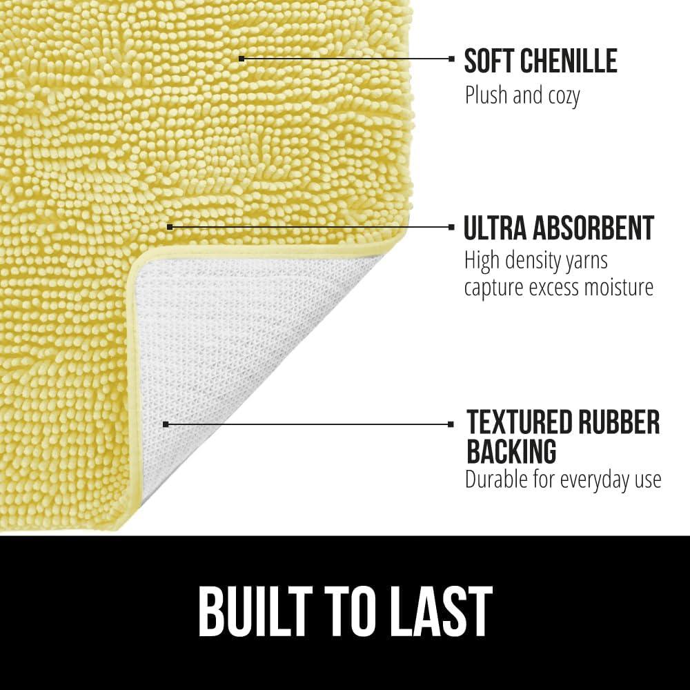 imageGORILLA GRIP Bath Rug Mat 30x20 Thick Soft Absorbent Chenille Quick Dry Microfiber Mats Rubber Backing Washable Shower Floor Rugs US Designed Bathroom Bathmat Home Decor Accessories GreyYellow