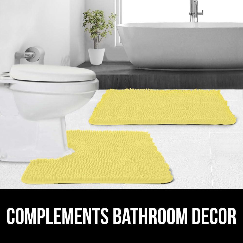 imageGORILLA GRIP Bath Rug Mat 30x20 Thick Soft Absorbent Chenille Quick Dry Microfiber Mats Rubber Backing Washable Shower Floor Rugs US Designed Bathroom Bathmat Home Decor Accessories GreyYellow