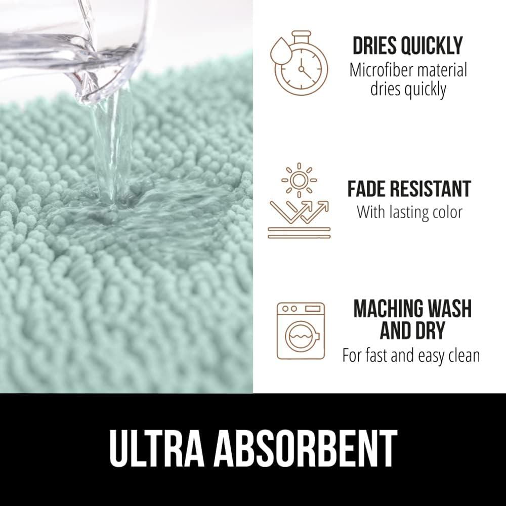 imageGORILLA GRIP Bath Rug Mat 30x20 Thick Soft Absorbent Chenille Quick Dry Microfiber Mats Rubber Backing Washable Shower Floor Rugs US Designed Bathroom Bathmat Home Decor Accessories GreySeablue
