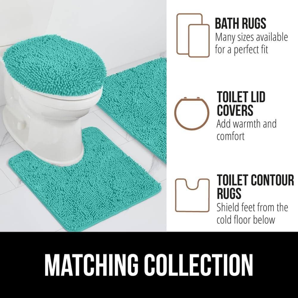 imageGORILLA GRIP Bath Rug Mat 30x20 Thick Soft Absorbent Chenille Quick Dry Microfiber Mats Rubber Backing Washable Shower Floor Rugs US Designed Bathroom Bathmat Home Decor Accessories GreyTurquoise