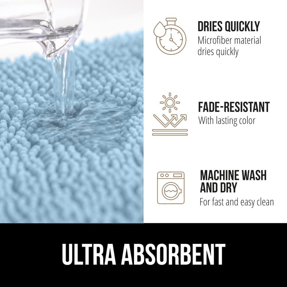 imageGORILLA GRIP Bath Rug Mat 30x20 Thick Soft Absorbent Chenille Quick Dry Microfiber Mats Rubber Backing Washable Shower Floor Rugs US Designed Bathroom Bathmat Home Decor Accessories GreySky