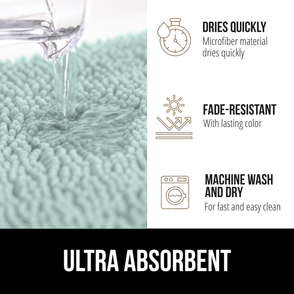 imageGORILLA GRIP Bath Rug Mat 30x20 Thick Soft Absorbent Chenille Quick Dry Microfiber Mats Rubber Backing Washable Shower Floor Rugs US Designed Bathroom Bathmat Home Decor Accessories GreySeablue