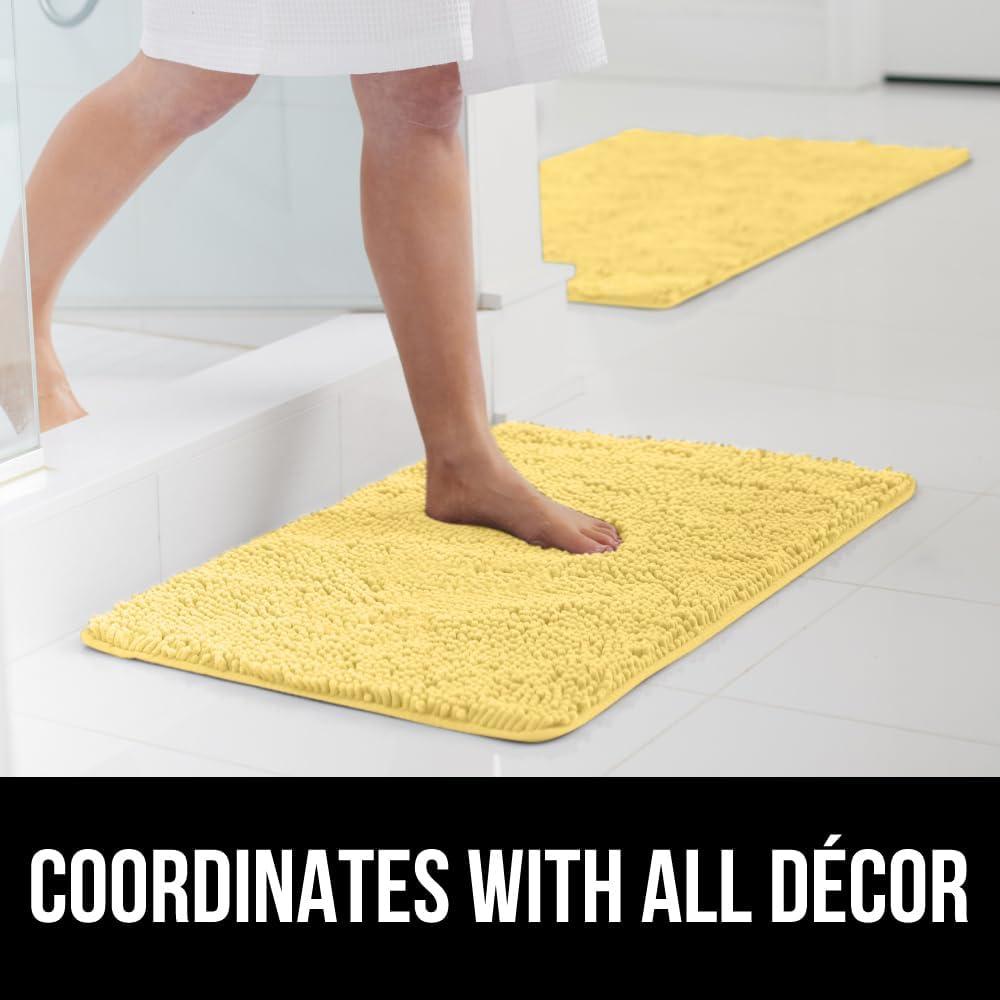 imageGORILLA GRIP Bath Rug Mat 30x20 Thick Soft Absorbent Chenille Quick Dry Microfiber Mats Rubber Backing Washable Shower Floor Rugs US Designed Bathroom Bathmat Home Decor Accessories GreyYellow