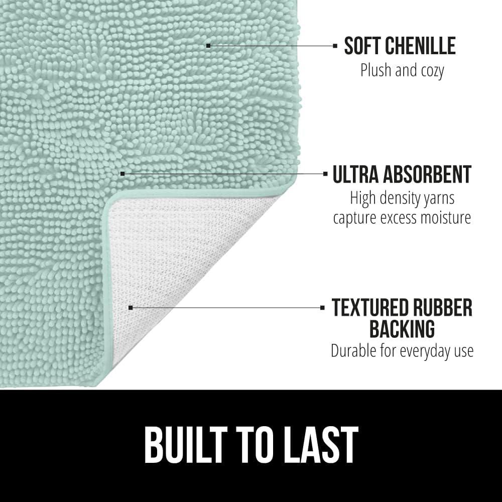 imageGORILLA GRIP Bath Rug Mat 30x20 Thick Soft Absorbent Chenille Quick Dry Microfiber Mats Rubber Backing Washable Shower Floor Rugs US Designed Bathroom Bathmat Home Decor Accessories GreySeablue