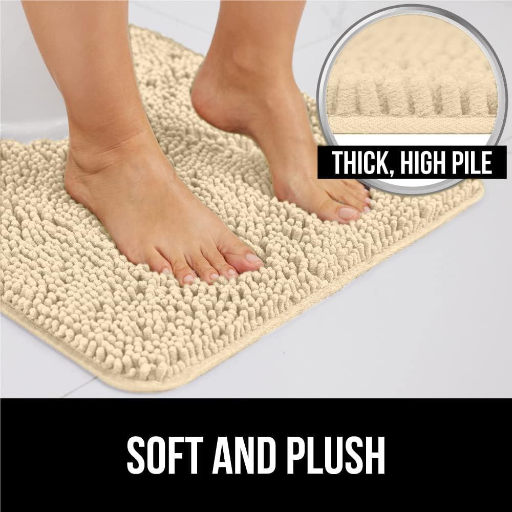 imageGORILLA GRIP Bath Rug Mat 30x20 Thick Soft Absorbent Chenille Quick Dry Microfiber Mats Rubber Backing Washable Shower Floor Rugs US Designed Bathroom Bathmat Home Decor Accessories GreySand