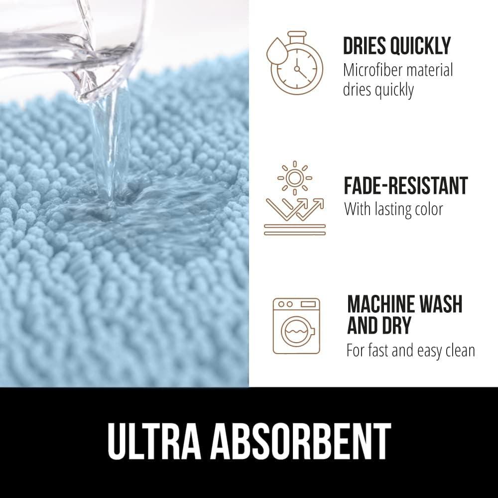 imageGORILLA GRIP Bath Rug Mat 30x20 Thick Soft Absorbent Chenille Quick Dry Microfiber Mats Rubber Backing Washable Shower Floor Rugs US Designed Bathroom Bathmat Home Decor Accessories GreySky