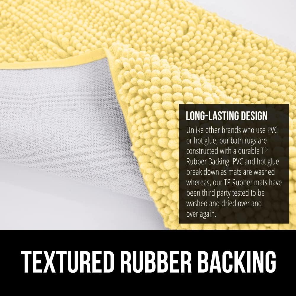 imageGORILLA GRIP Bath Rug Mat 30x20 Thick Soft Absorbent Chenille Quick Dry Microfiber Mats Rubber Backing Washable Shower Floor Rugs US Designed Bathroom Bathmat Home Decor Accessories GreyYellow