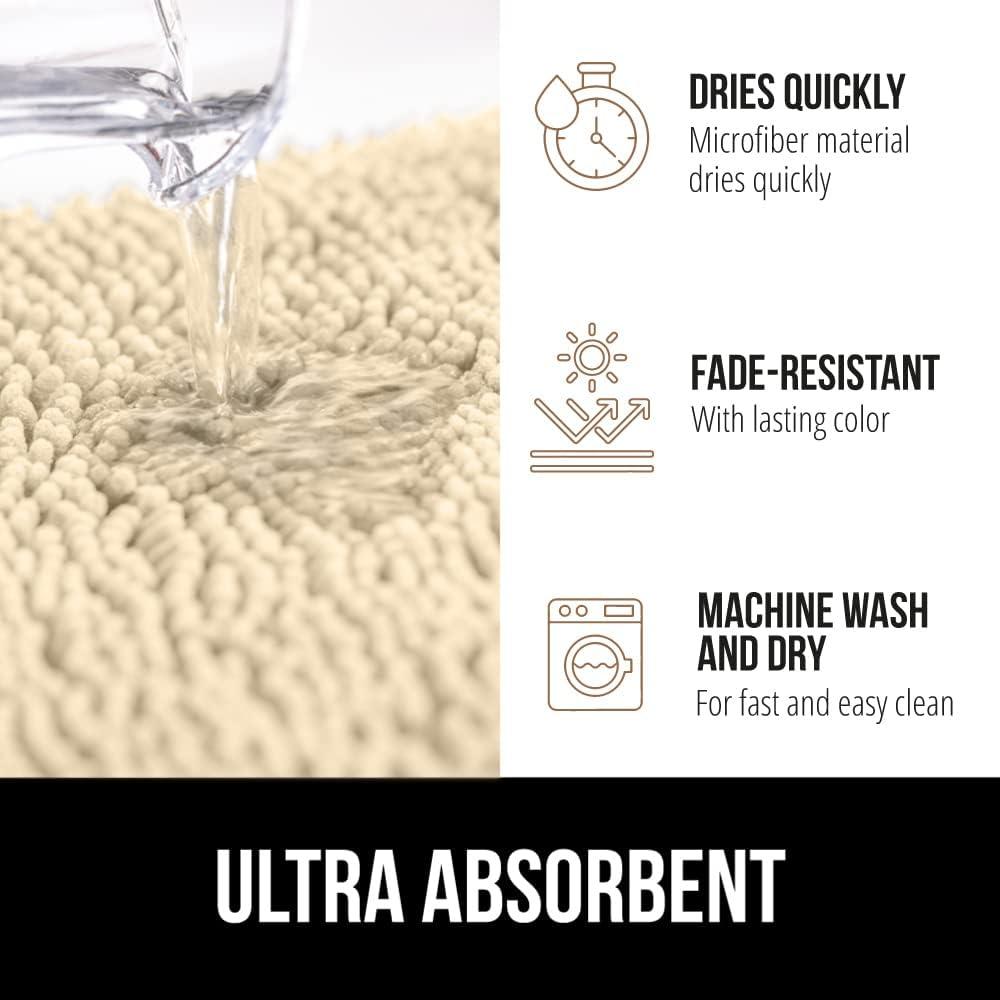 imageGORILLA GRIP Bath Rug Mat 30x20 Thick Soft Absorbent Chenille Quick Dry Microfiber Mats Rubber Backing Washable Shower Floor Rugs US Designed Bathroom Bathmat Home Decor Accessories GreySand