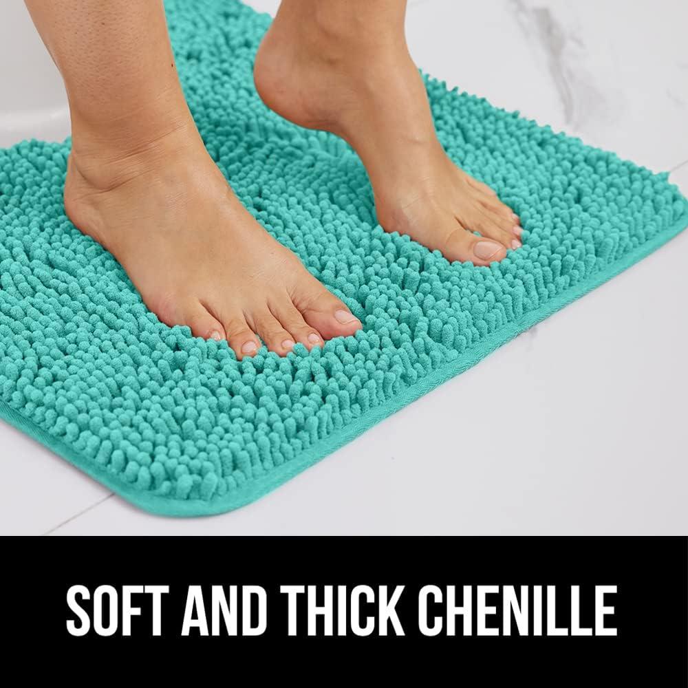 imageGORILLA GRIP Bath Rug Mat 30x20 Thick Soft Absorbent Chenille Quick Dry Microfiber Mats Rubber Backing Washable Shower Floor Rugs US Designed Bathroom Bathmat Home Decor Accessories GreyTurquoise