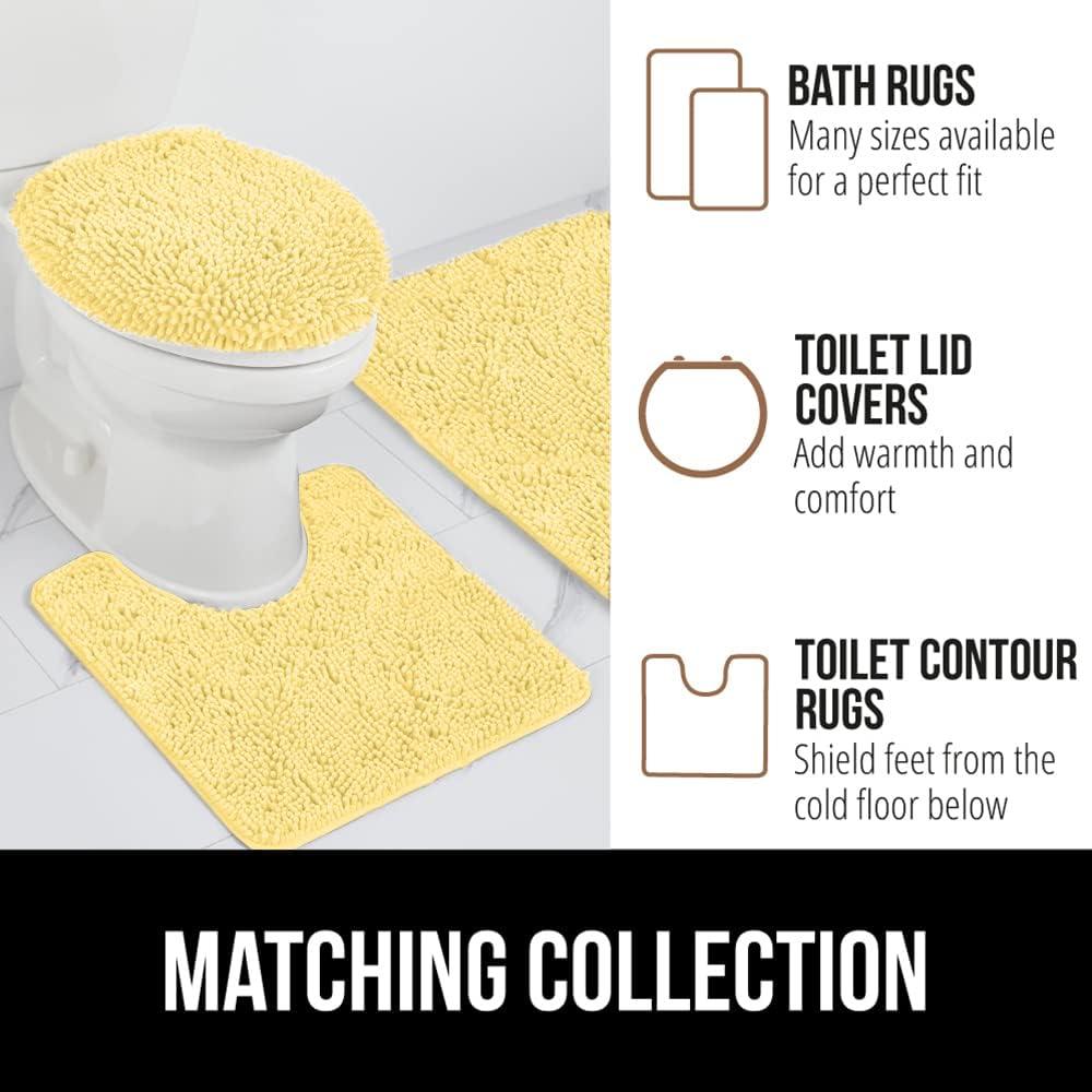 imageGORILLA GRIP Bath Rug Mat 30x20 Thick Soft Absorbent Chenille Quick Dry Microfiber Mats Rubber Backing Washable Shower Floor Rugs US Designed Bathroom Bathmat Home Decor Accessories GreyYellow