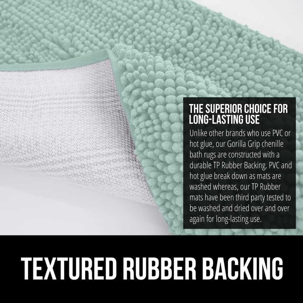 imageGORILLA GRIP Bath Rug Mat 30x20 Thick Soft Absorbent Chenille Quick Dry Microfiber Mats Rubber Backing Washable Shower Floor Rugs US Designed Bathroom Bathmat Home Decor Accessories GreySeablue