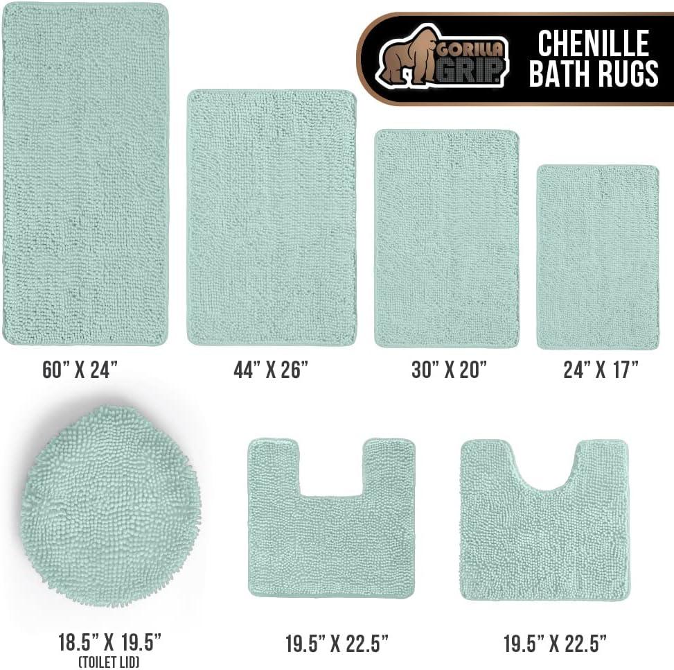 imageGORILLA GRIP Bath Rug Mat 30x20 Thick Soft Absorbent Chenille Quick Dry Microfiber Mats Rubber Backing Washable Shower Floor Rugs US Designed Bathroom Bathmat Home Decor Accessories GreySeablue