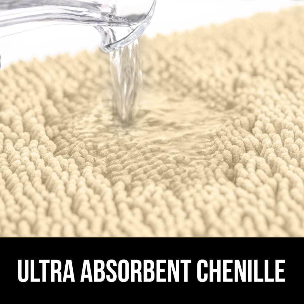 imageGORILLA GRIP Bath Rug Mat 30x20 Thick Soft Absorbent Chenille Quick Dry Microfiber Mats Rubber Backing Washable Shower Floor Rugs US Designed Bathroom Bathmat Home Decor Accessories GreySand