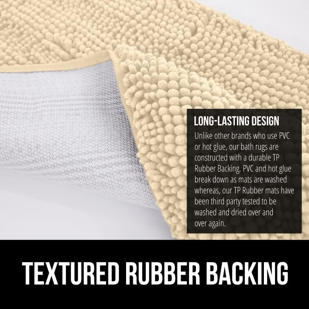 imageGORILLA GRIP Bath Rug Mat 30x20 Thick Soft Absorbent Chenille Quick Dry Microfiber Mats Rubber Backing Washable Shower Floor Rugs US Designed Bathroom Bathmat Home Decor Accessories GreySand