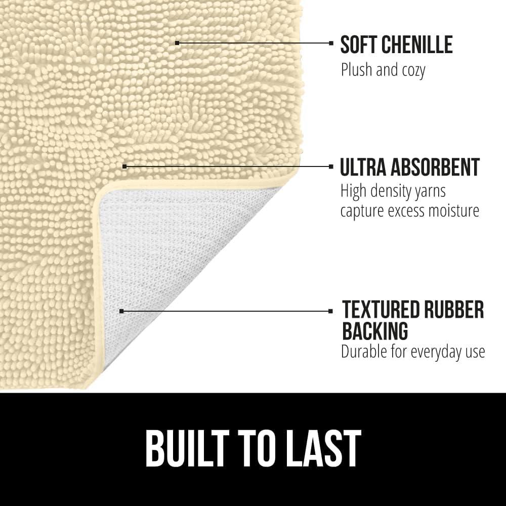 imageGORILLA GRIP Bath Rug Mat 30x20 Thick Soft Absorbent Chenille Quick Dry Microfiber Mats Rubber Backing Washable Shower Floor Rugs US Designed Bathroom Bathmat Home Decor Accessories GreySand