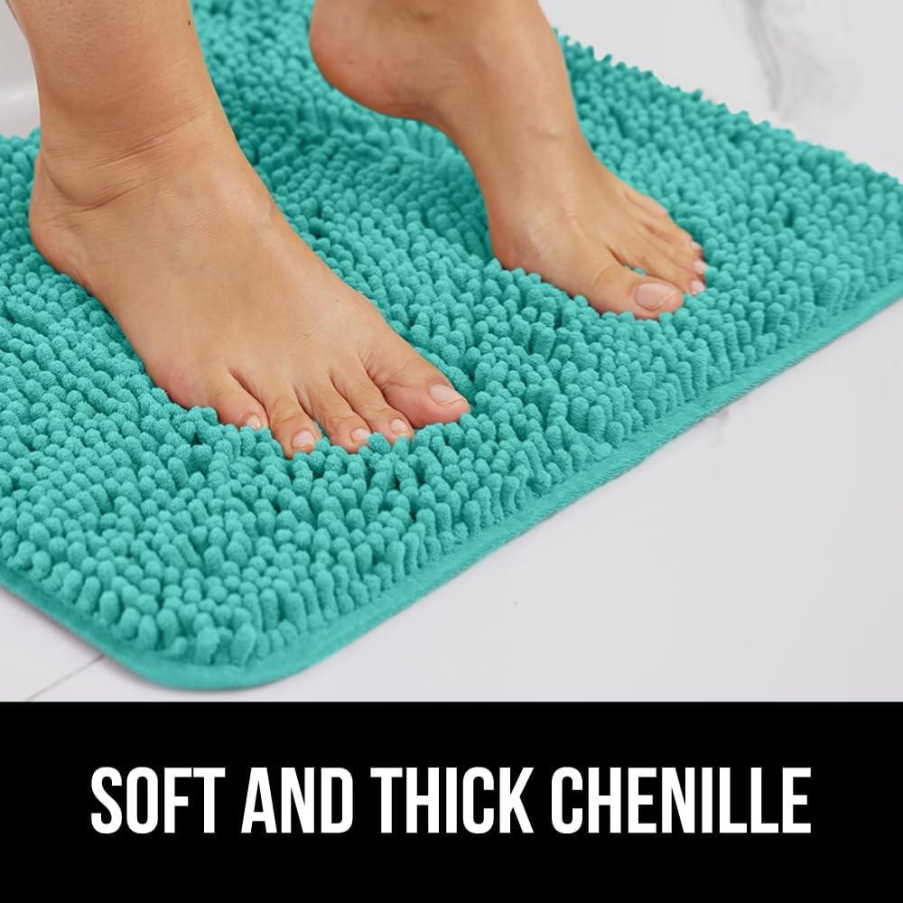 imageGORILLA GRIP Bath Rug Mat 30x20 Thick Soft Absorbent Chenille Quick Dry Microfiber Mats Rubber Backing Washable Shower Floor Rugs US Designed Bathroom Bathmat Home Decor Accessories GreyTurquoise