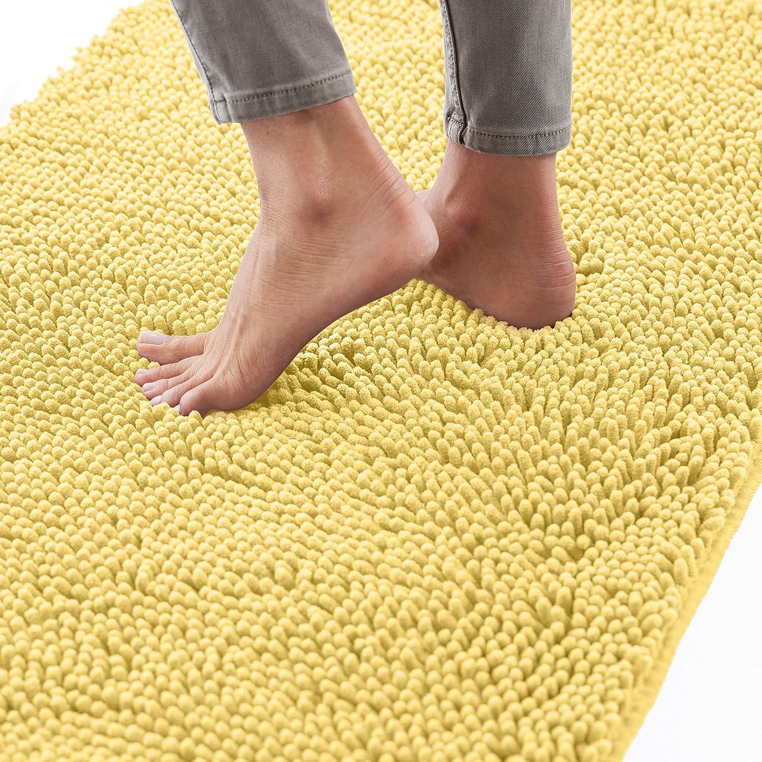 imageGORILLA GRIP Bath Rug Mat 30x20 Thick Soft Absorbent Chenille Quick Dry Microfiber Mats Rubber Backing Washable Shower Floor Rugs US Designed Bathroom Bathmat Home Decor Accessories GreyYellow