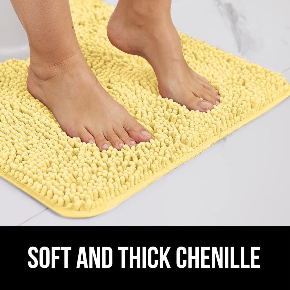 imageGORILLA GRIP Bath Rug Mat 30x20 Thick Soft Absorbent Chenille Quick Dry Microfiber Mats Rubber Backing Washable Shower Floor Rugs US Designed Bathroom Bathmat Home Decor Accessories GreyYellow