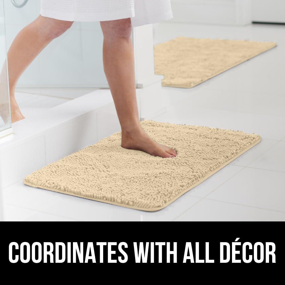 imageGORILLA GRIP Bath Rug Mat 30x20 Thick Soft Absorbent Chenille Quick Dry Microfiber Mats Rubber Backing Washable Shower Floor Rugs US Designed Bathroom Bathmat Home Decor Accessories GreySand
