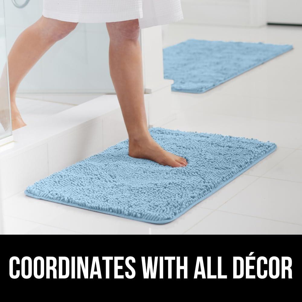 imageGORILLA GRIP Bath Rug Mat 30x20 Thick Soft Absorbent Chenille Quick Dry Microfiber Mats Rubber Backing Washable Shower Floor Rugs US Designed Bathroom Bathmat Home Decor Accessories GreySky