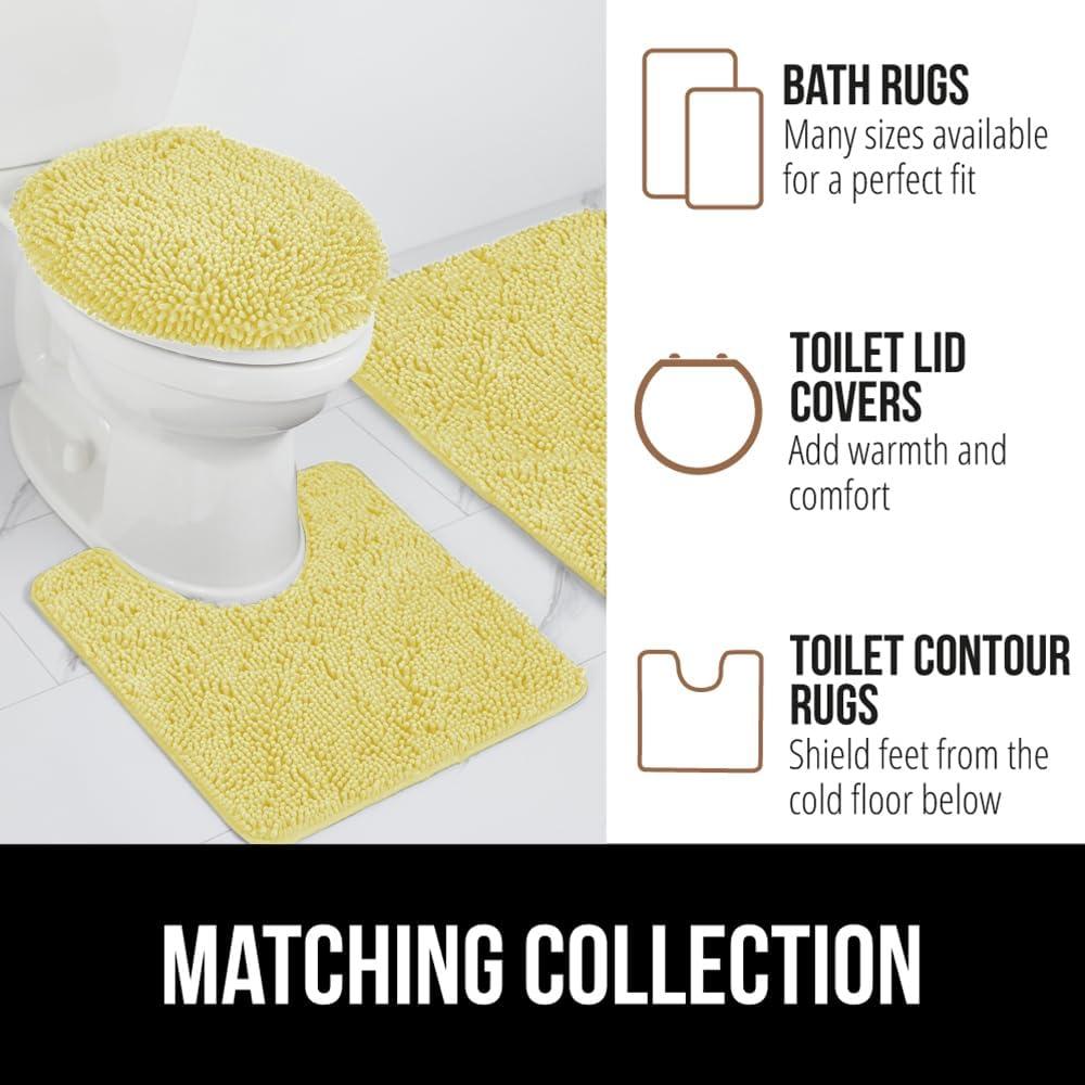 imageGORILLA GRIP Bath Rug Mat 30x20 Thick Soft Absorbent Chenille Quick Dry Microfiber Mats Rubber Backing Washable Shower Floor Rugs US Designed Bathroom Bathmat Home Decor Accessories GreyYellow
