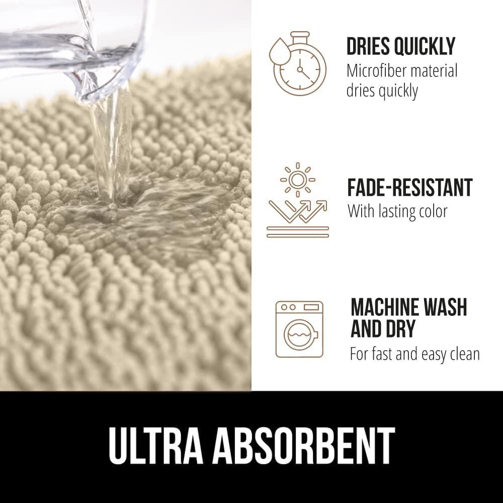 imageGORILLA GRIP Bath Rug Mat 30x20 Thick Soft Absorbent Chenille Quick Dry Microfiber Mats Rubber Backing Washable Shower Floor Rugs US Designed Bathroom Bathmat Home Decor Accessories GreySand