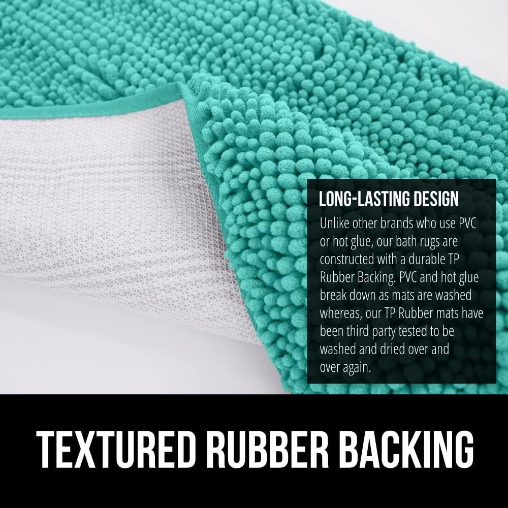 imageGORILLA GRIP Bath Rug Mat 30x20 Thick Soft Absorbent Chenille Quick Dry Microfiber Mats Rubber Backing Washable Shower Floor Rugs US Designed Bathroom Bathmat Home Decor Accessories GreyTurquoise