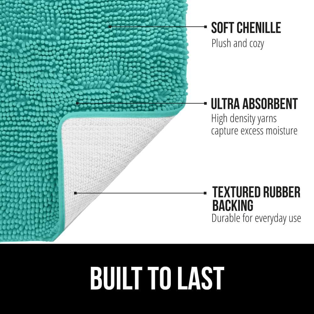 imageGORILLA GRIP Bath Rug Mat 30x20 Thick Soft Absorbent Chenille Quick Dry Microfiber Mats Rubber Backing Washable Shower Floor Rugs US Designed Bathroom Bathmat Home Decor Accessories GreyTurquoise