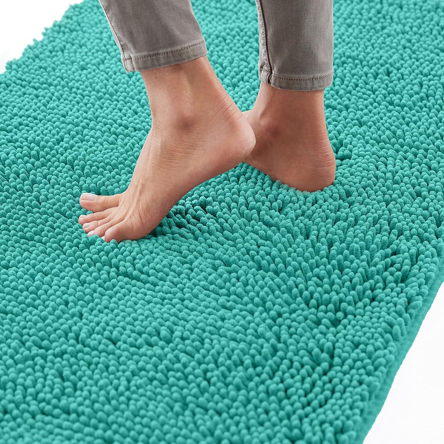 imageGORILLA GRIP Bath Rug Mat 30x20 Thick Soft Absorbent Chenille Quick Dry Microfiber Mats Rubber Backing Washable Shower Floor Rugs US Designed Bathroom Bathmat Home Decor Accessories GreyTurquoise