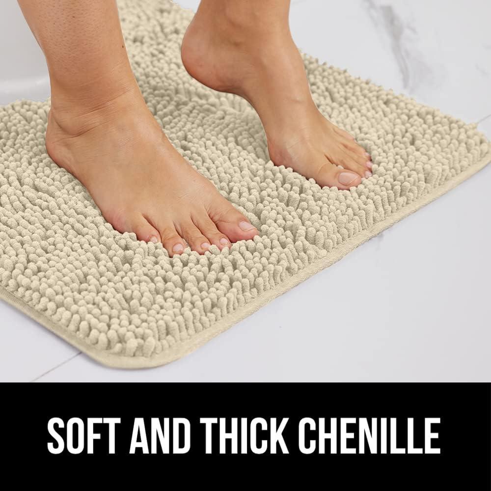 imageGORILLA GRIP Bath Rug Mat 30x20 Thick Soft Absorbent Chenille Quick Dry Microfiber Mats Rubber Backing Washable Shower Floor Rugs US Designed Bathroom Bathmat Home Decor Accessories GreySand