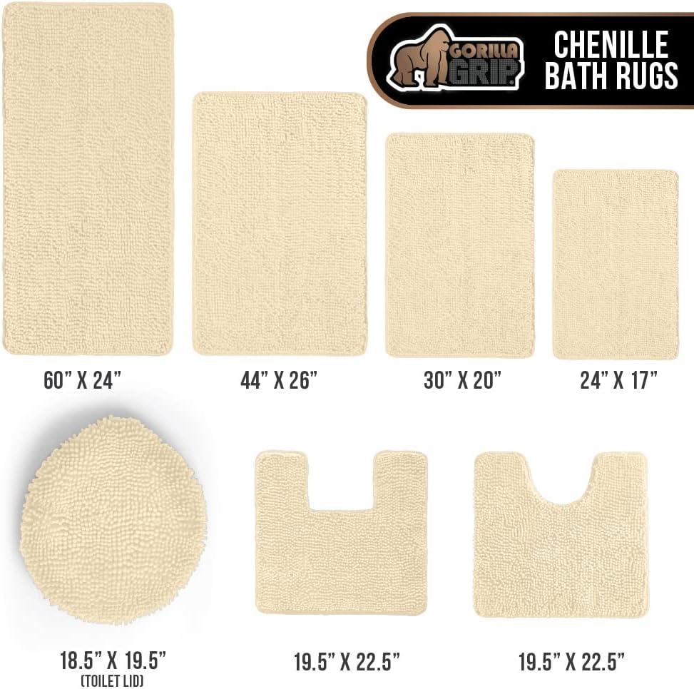 imageGORILLA GRIP Bath Rug Mat 30x20 Thick Soft Absorbent Chenille Quick Dry Microfiber Mats Rubber Backing Washable Shower Floor Rugs US Designed Bathroom Bathmat Home Decor Accessories GreySand