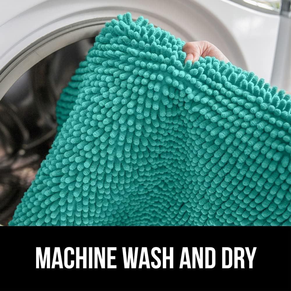 imageGORILLA GRIP Bath Rug Mat 30x20 Thick Soft Absorbent Chenille Quick Dry Microfiber Mats Rubber Backing Washable Shower Floor Rugs US Designed Bathroom Bathmat Home Decor Accessories GreyTurquoise