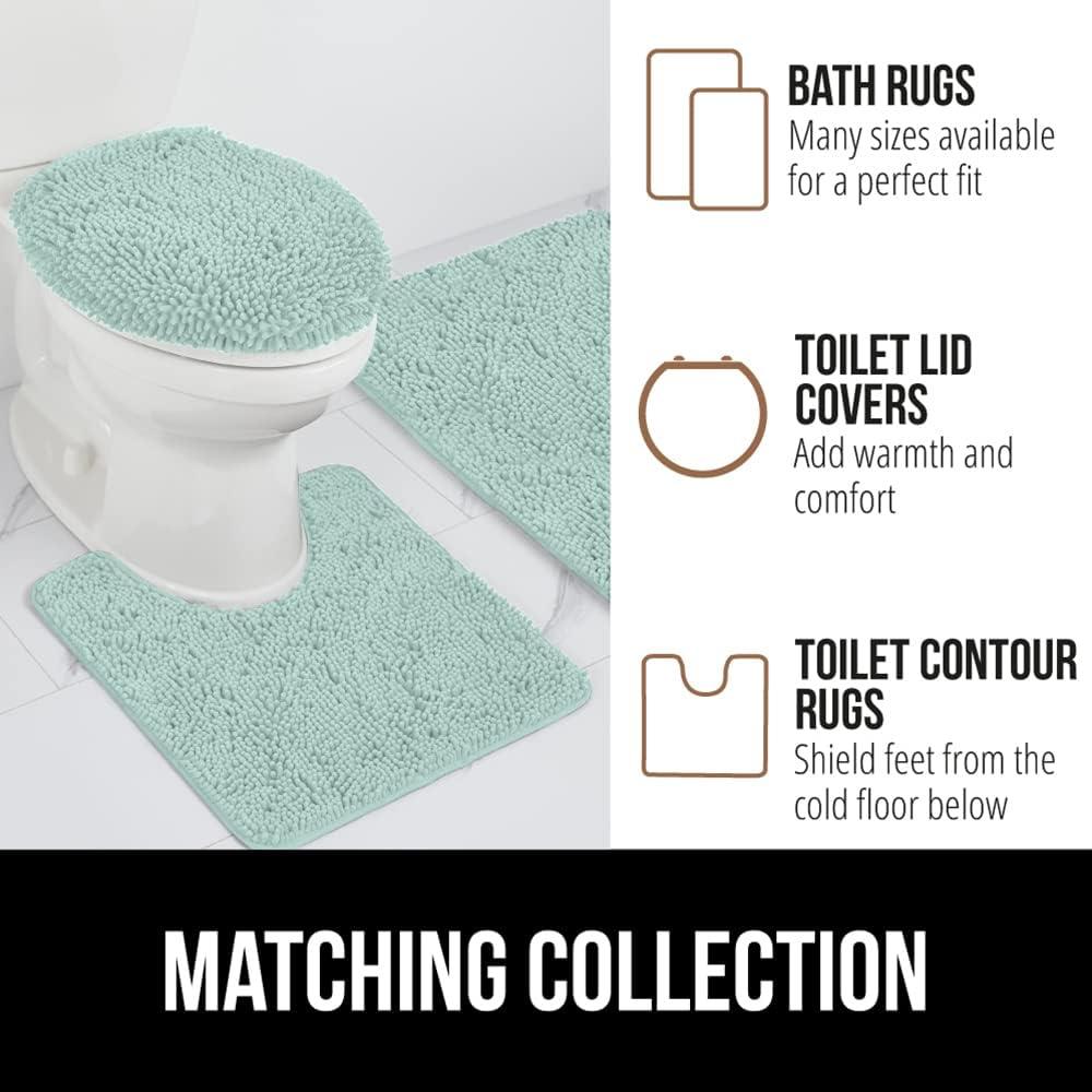 imageGORILLA GRIP Bath Rug Mat 30x20 Thick Soft Absorbent Chenille Quick Dry Microfiber Mats Rubber Backing Washable Shower Floor Rugs US Designed Bathroom Bathmat Home Decor Accessories GreySeablue