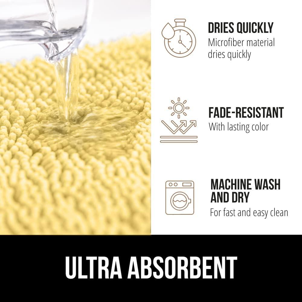 imageGORILLA GRIP Bath Rug Mat 30x20 Thick Soft Absorbent Chenille Quick Dry Microfiber Mats Rubber Backing Washable Shower Floor Rugs US Designed Bathroom Bathmat Home Decor Accessories GreyYellow