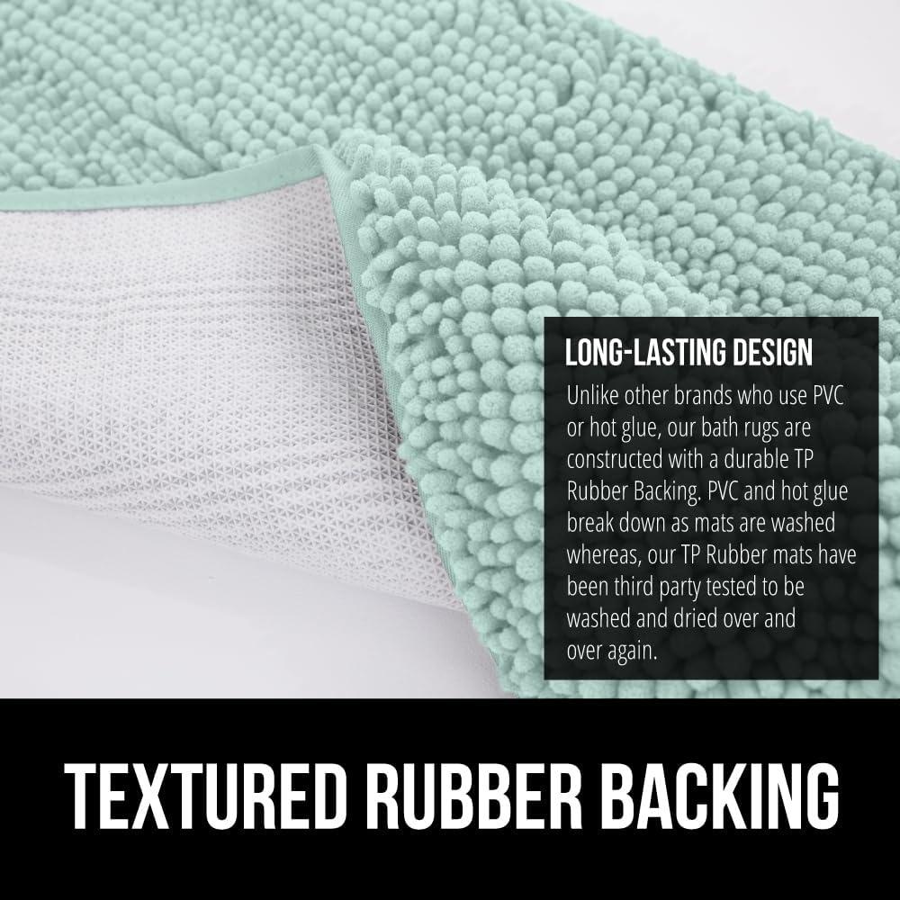 imageGORILLA GRIP Bath Rug Mat 30x20 Thick Soft Absorbent Chenille Quick Dry Microfiber Mats Rubber Backing Washable Shower Floor Rugs US Designed Bathroom Bathmat Home Decor Accessories GreySeablue