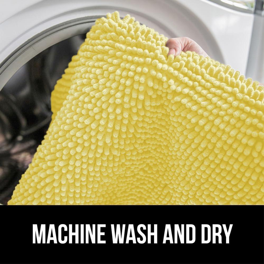 imageGORILLA GRIP Bath Rug Mat 30x20 Thick Soft Absorbent Chenille Quick Dry Microfiber Mats Rubber Backing Washable Shower Floor Rugs US Designed Bathroom Bathmat Home Decor Accessories GreyYellow