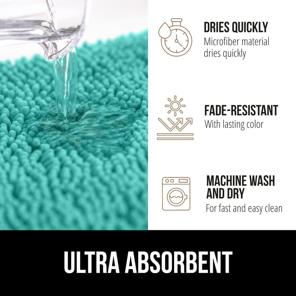 imageGORILLA GRIP Bath Rug Mat 30x20 Thick Soft Absorbent Chenille Quick Dry Microfiber Mats Rubber Backing Washable Shower Floor Rugs US Designed Bathroom Bathmat Home Decor Accessories GreyTurquoise
