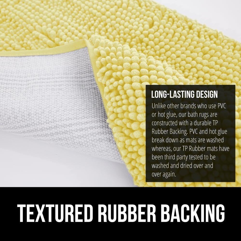 imageGORILLA GRIP Bath Rug Mat 30x20 Thick Soft Absorbent Chenille Quick Dry Microfiber Mats Rubber Backing Washable Shower Floor Rugs US Designed Bathroom Bathmat Home Decor Accessories GreyYellow