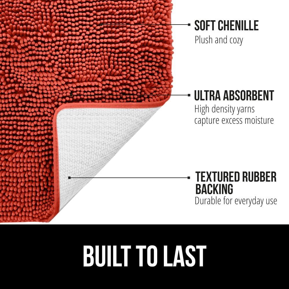 imageGORILLA GRIP Bath Rug Mat 30x20 Thick Soft Absorbent Chenille Quick Dry Microfiber Mats Rubber Backing Washable Shower Floor Rugs US Designed Bathroom Bathmat Home Decor Accessories GreySunset Orange