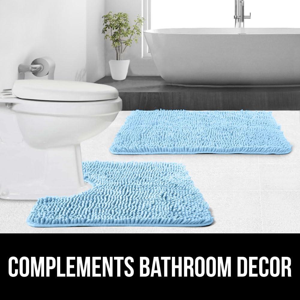imageGORILLA GRIP Bath Rug Mat 30x20 Thick Soft Absorbent Chenille Quick Dry Microfiber Mats Rubber Backing Washable Shower Floor Rugs US Designed Bathroom Bathmat Home Decor Accessories GreySky