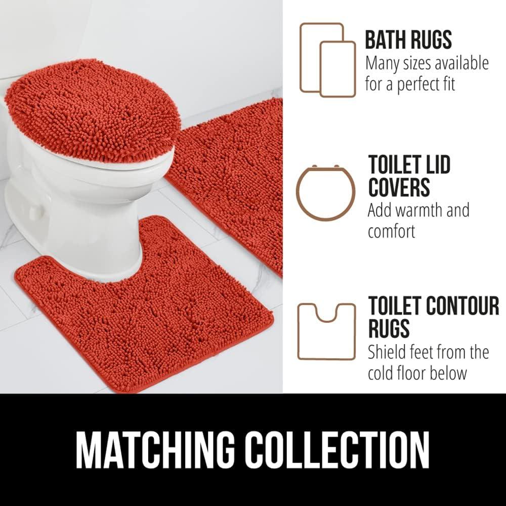 imageGORILLA GRIP Bath Rug Mat 30x20 Thick Soft Absorbent Chenille Quick Dry Microfiber Mats Rubber Backing Washable Shower Floor Rugs US Designed Bathroom Bathmat Home Decor Accessories GreySunset Orange