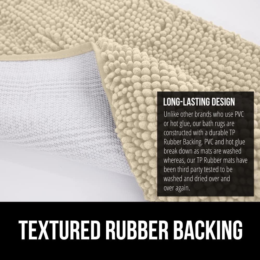imageGORILLA GRIP Bath Rug Mat 30x20 Thick Soft Absorbent Chenille Quick Dry Microfiber Mats Rubber Backing Washable Shower Floor Rugs US Designed Bathroom Bathmat Home Decor Accessories GreySand
