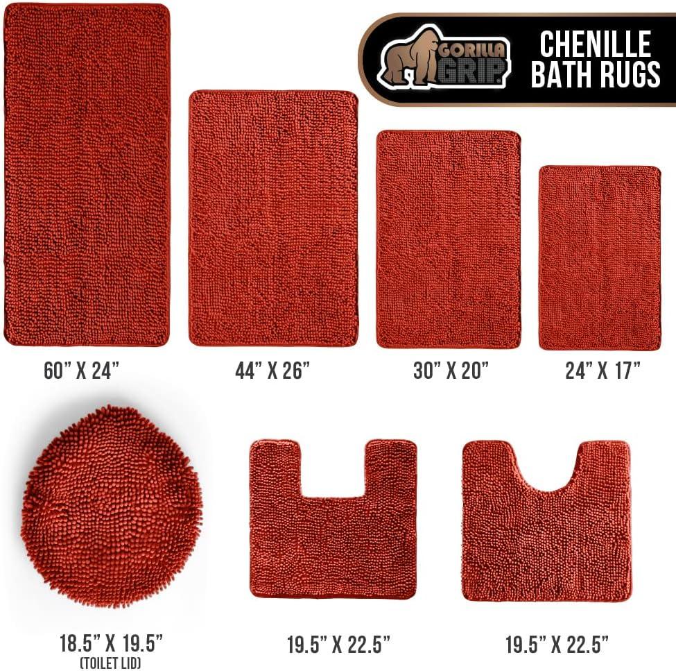 imageGORILLA GRIP Bath Rug Mat 30x20 Thick Soft Absorbent Chenille Quick Dry Microfiber Mats Rubber Backing Washable Shower Floor Rugs US Designed Bathroom Bathmat Home Decor Accessories GreySunset Orange