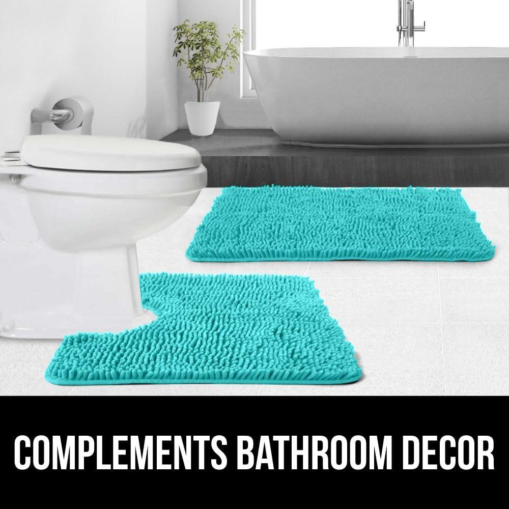 imageGORILLA GRIP Bath Rug Mat 30x20 Thick Soft Absorbent Chenille Quick Dry Microfiber Mats Rubber Backing Washable Shower Floor Rugs US Designed Bathroom Bathmat Home Decor Accessories GreyTurquoise