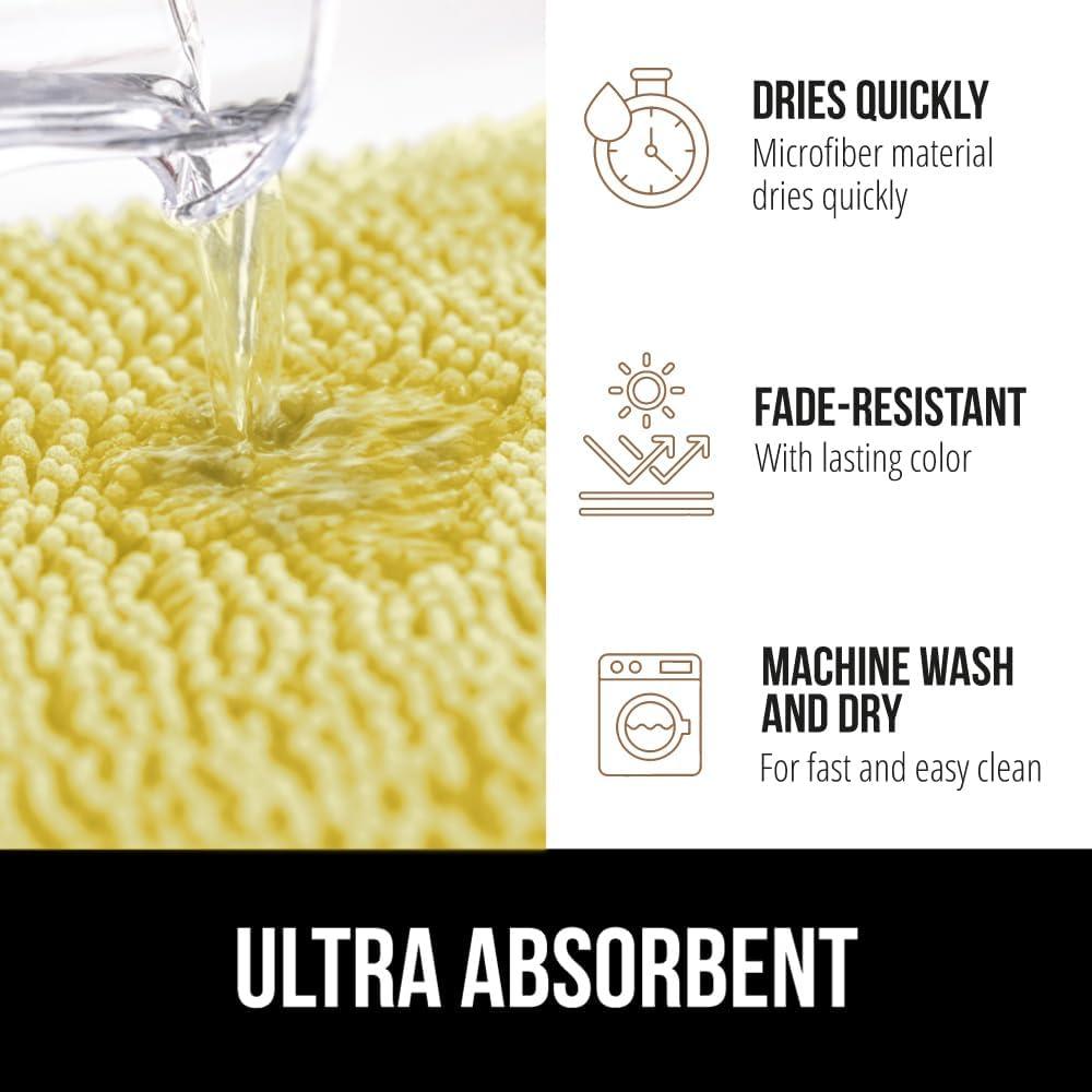 imageGORILLA GRIP Bath Rug Mat 30x20 Thick Soft Absorbent Chenille Quick Dry Microfiber Mats Rubber Backing Washable Shower Floor Rugs US Designed Bathroom Bathmat Home Decor Accessories GreyYellow