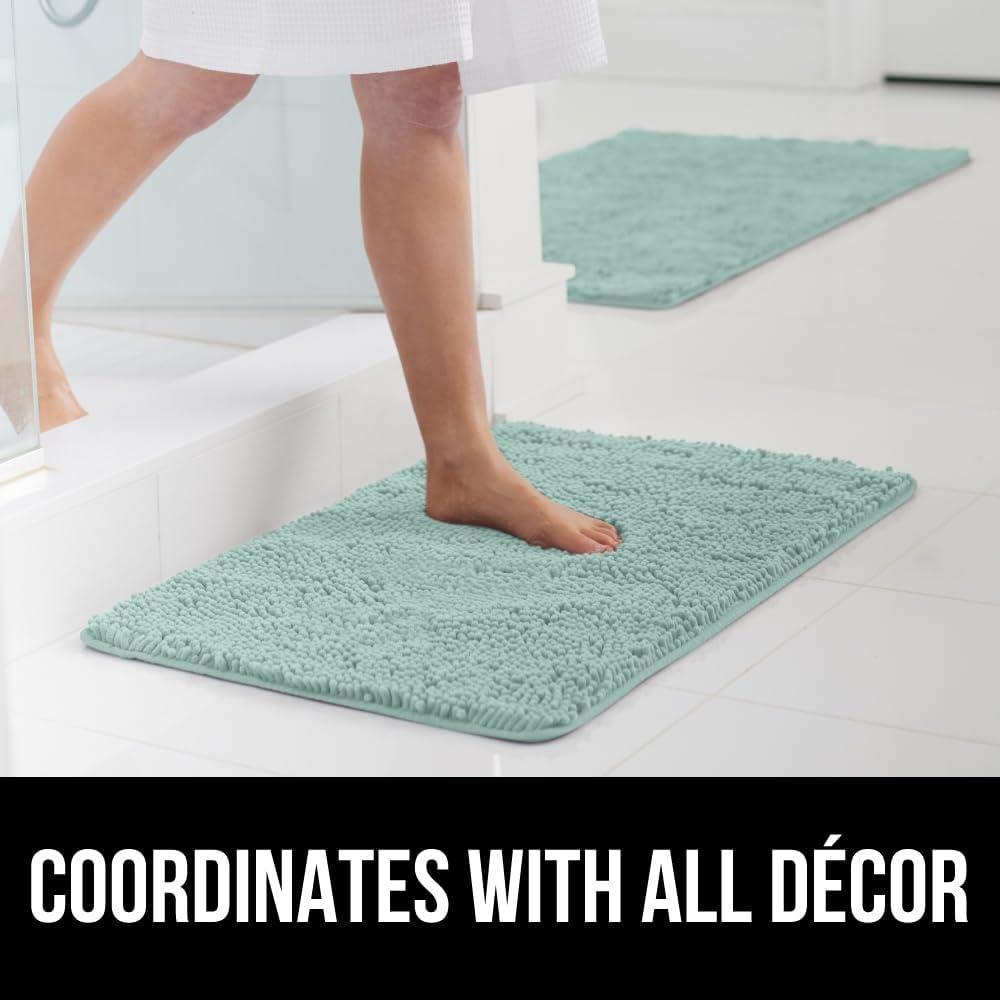 imageGORILLA GRIP Bath Rug Mat 30x20 Thick Soft Absorbent Chenille Quick Dry Microfiber Mats Rubber Backing Washable Shower Floor Rugs US Designed Bathroom Bathmat Home Decor Accessories GreySeablue